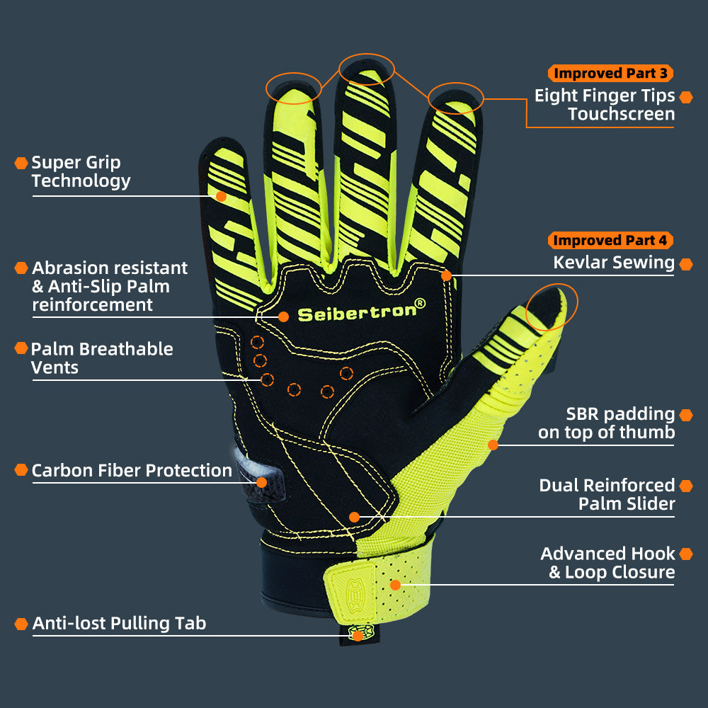 Seibertron SPS2 Plus Summer Moto Gloves – Genuine Leather, Breathable, Carbon Fiber, Abrasion-Resistant, Anti-Slip Design for Enhanced Comfort and Protection