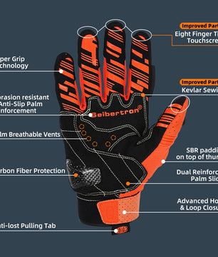 Seibertron SPS2 Plus Youth Summer Motorcycle Gloves – Genuine Leather, Breathable, Carbon Fiber, Abrasion-Resistant, Anti-Slip Design for Enhanced Comfort and Protection
