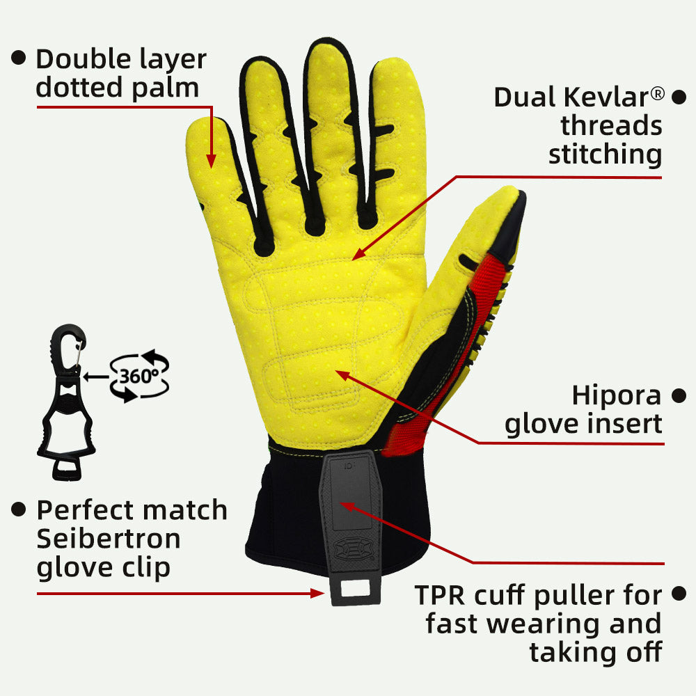 Seibertron SDXB Waterproof Anti-Slip Gloves with TPR Impact Protection, Hipora Waterproof Insert & Reflective Tape for Oil & Gas, Heavy Duty Work