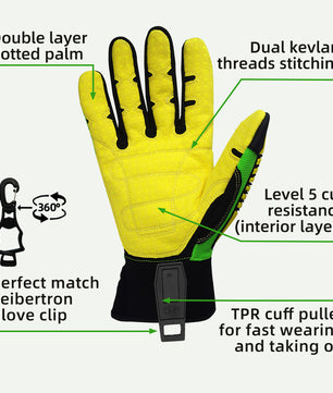Guantes de seguridad Seibertron HIGH-VIS SDXC5 Mechanics Cut5 resistentes a cortes por impacto y perforaciones, para petróleo y gas/campos petrolíferos, con certificación CE EN388 4543