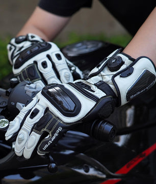 Seibertron Adult SPS-6 All-Season Leather Motorcycle Gloves with Carbon Fiber Protection, Breathable Design, and Anti-Slip Grip – Perfect for Road Racing, Track Riding, and Long-Distance Touring