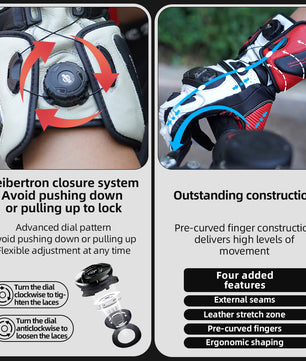Seibertron Adult SPS-6 All-Season Leather Motorcycle Gloves with Carbon Fiber Protection, Breathable Design, and Anti-Slip Grip – Perfect for Road Racing, Track Riding, and Long-Distance Touring