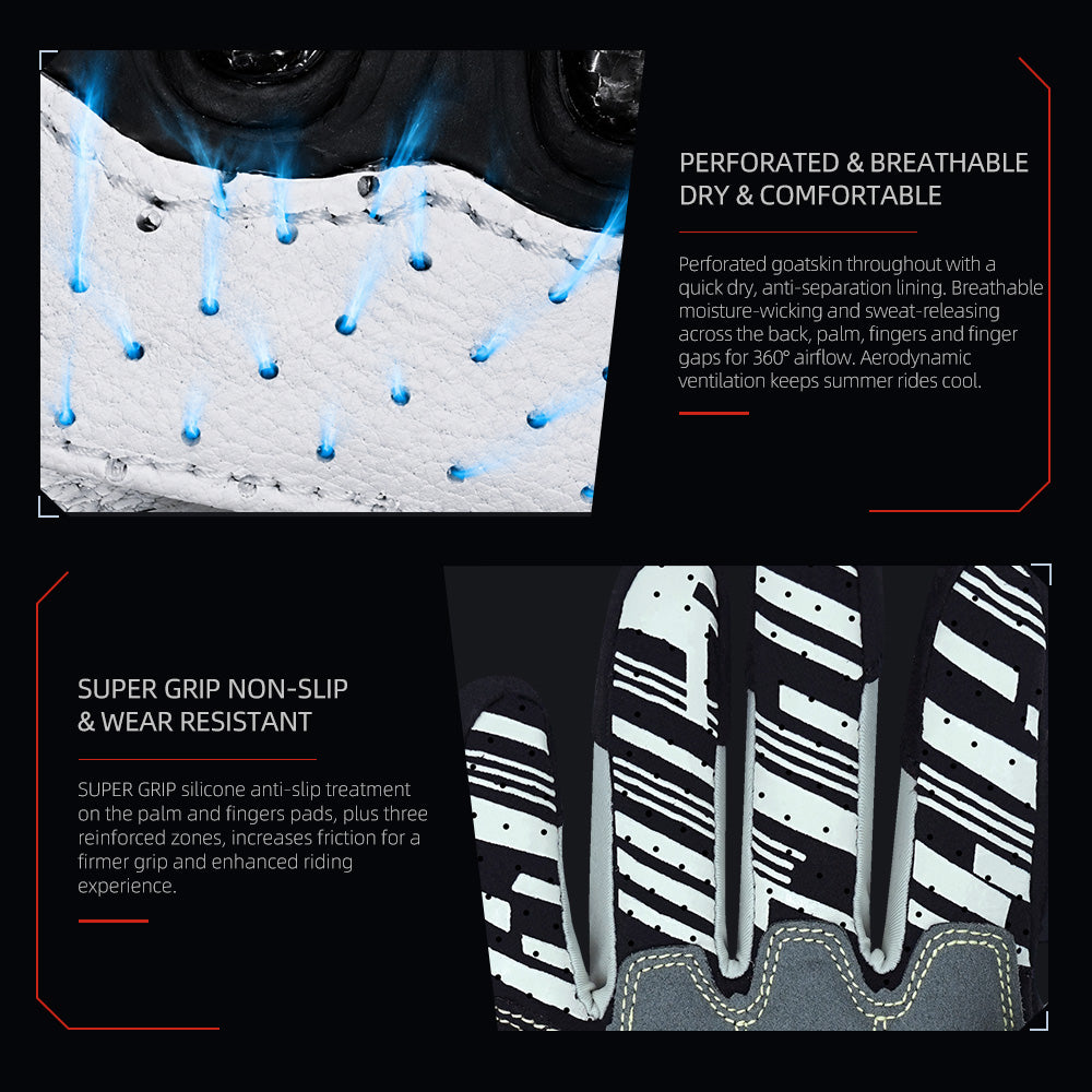 Seibertron SPS-7 Superior Protection Series Motorcycle Riding Gloves - Breathable Touchscreen Carbon Fiber Protection