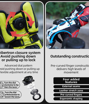 Seibertron Adult SPS-6 All-Season Leather Motorcycle Gloves with Carbon Fiber Protection, Breathable Design, and Anti-Slip Grip – Perfect for Road Racing, Track Riding, and Long-Distance Touring