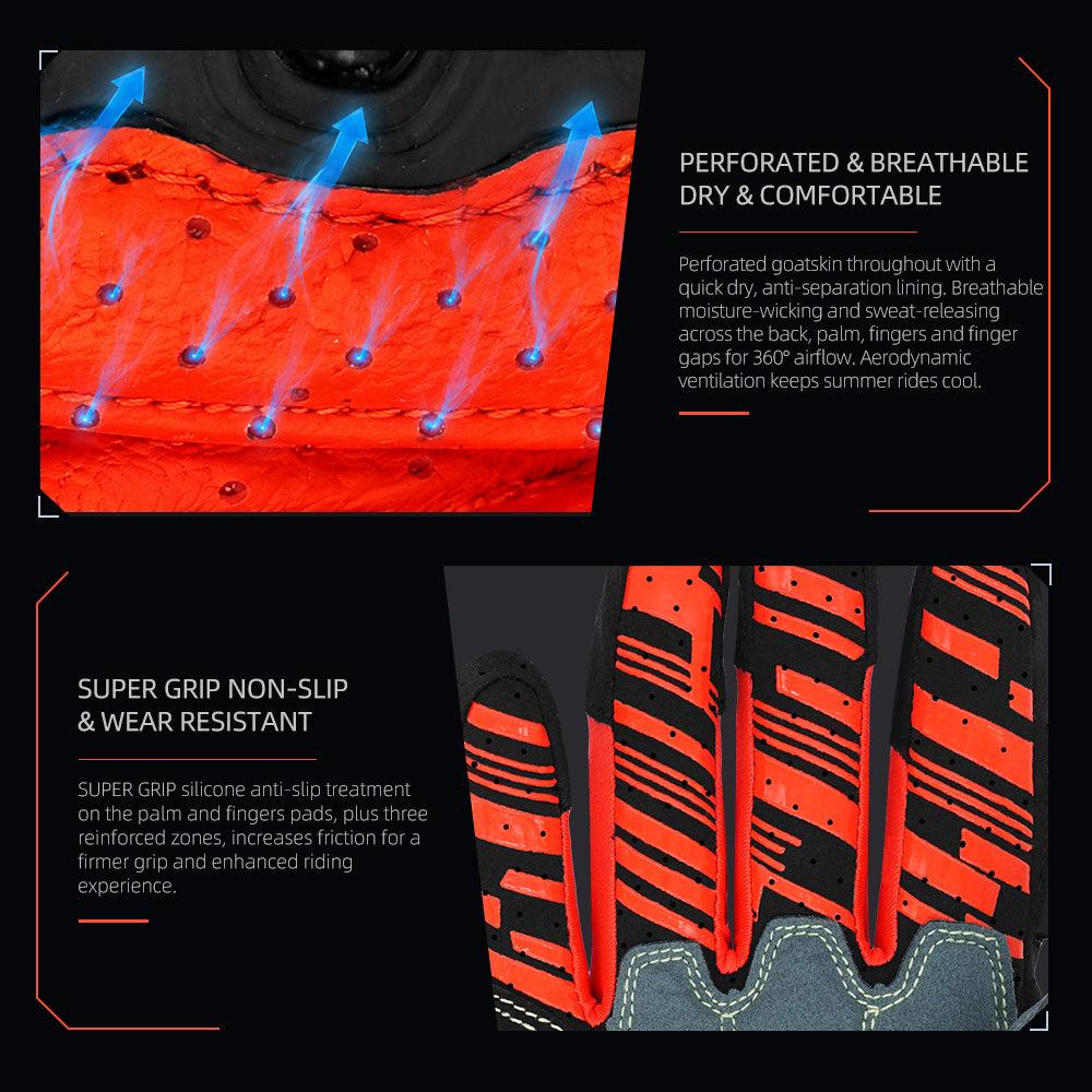 Seibertron SPS-7 Superior Protection Series Motorcycle Riding Gloves - Breathable Touchscreen Carbon Fiber Protection