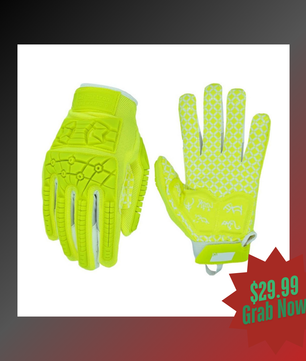 Seibertron Adult Full Finger Lineman 2.0 Padded Palm Football Receiver Gloves, Flexible TPR Impact Protection Back of Hand Glove