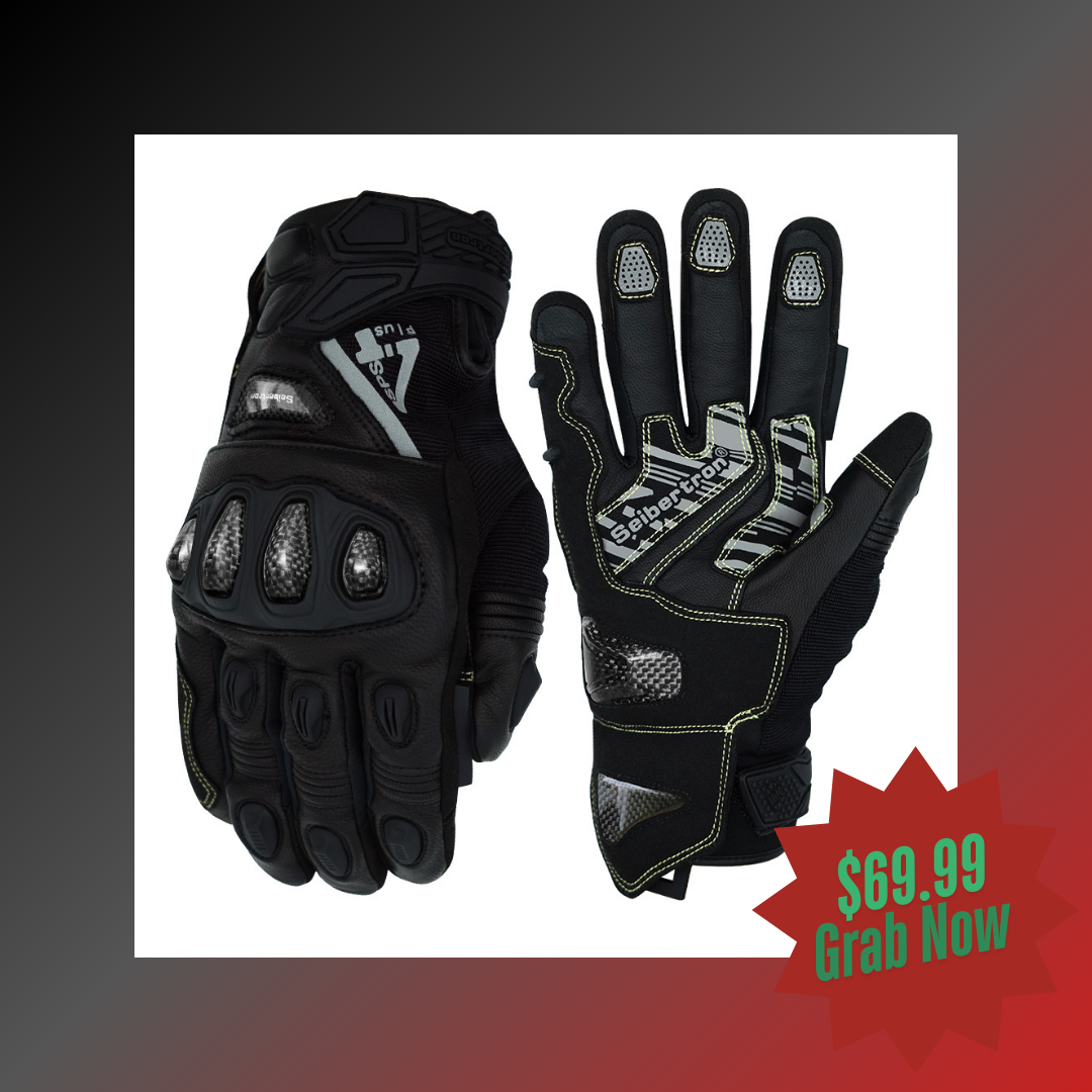 Seibertron SPS-4 Plus Youth Upgraded Winter Motorcycle Riding Gloves - Carbon Fiber, Waterproof, and Snowproof for Fall and Winter