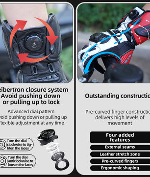 Seibertron Adult SPS-6 All-Season Leather Motorcycle Gloves with Carbon Fiber Protection, Breathable Design, and Anti-Slip Grip – Perfect for Road Racing, Track Riding, and Long-Distance Touring