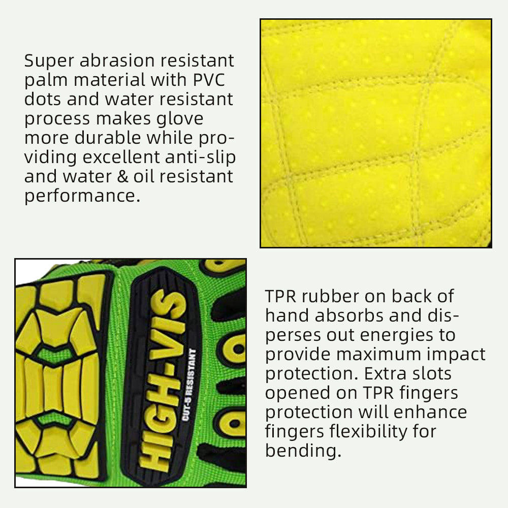 Seibertron HIGH-VIS SDXC5 Mechanics Cut5 Impact Cut Puncture Resistant Gloves Oil and Gas/Oilfield Safety Gloves CE EN388 4543