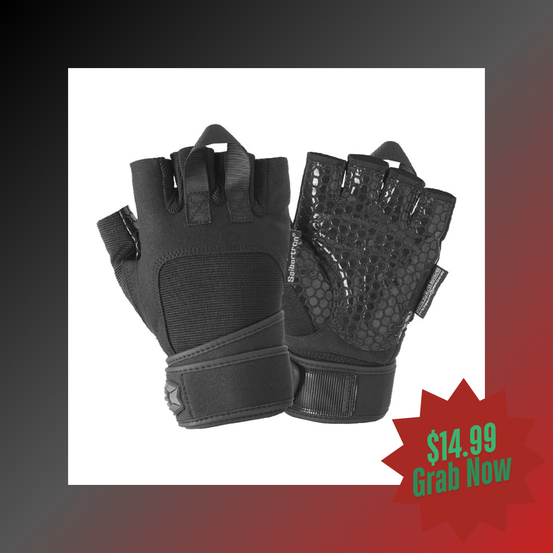 Seibertron PRO 2.0 Padded Super Grip Gloves for Lifting, Fitness, Men & Women