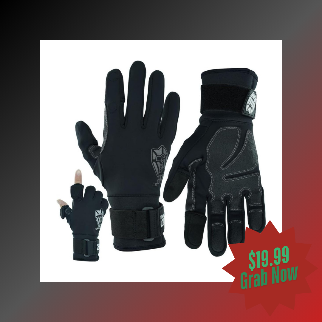 Seibertron W.G.F.G 2.0 Water Resistant Winter Fishing Gloves with Magnetic Finger Flap and Touch Screen for Men and Women – Ideal as Ice Fishing, Photography or Hunting Gloves