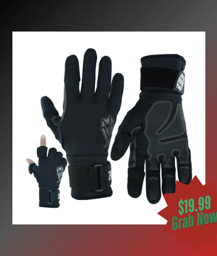 Seibertron W.G.F.G 2.0 Water Resistant Winter Fishing Gloves with Magnetic Finger Flap and Touch Screen for Men and Women – Ideal as Ice Fishing, Photography or Hunting Gloves