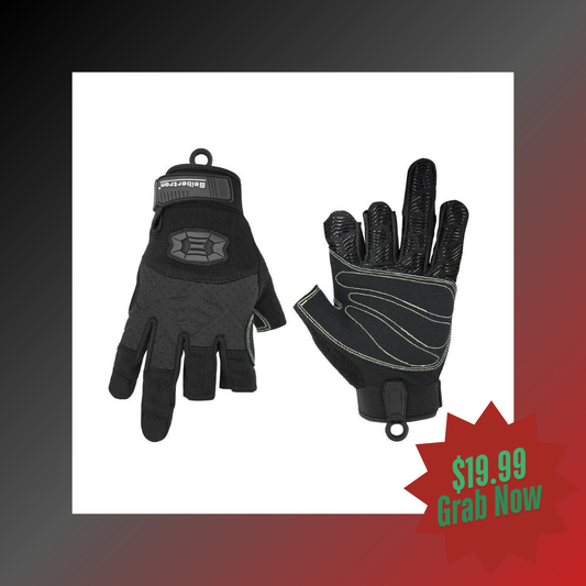 Seibertron Half Finger Padded Palm Lightweight Breathable Climbing Rope Gloves for Climbers, Rock Climbing, Rescue, Adventure, Sailing, Kayaking, Outdoor Sports Three Finger