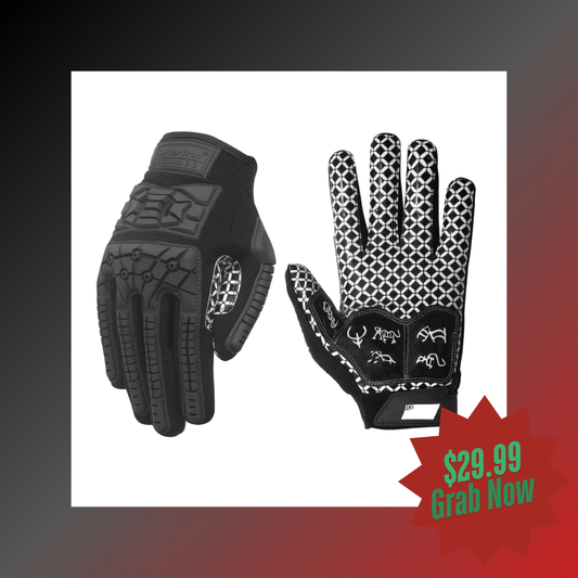 Guantes de fútbol americano Seibertron Youth Full Finger Lineman 2.0: palma acolchada, protección contra impactos de TPR flexible y agarre mejorado.