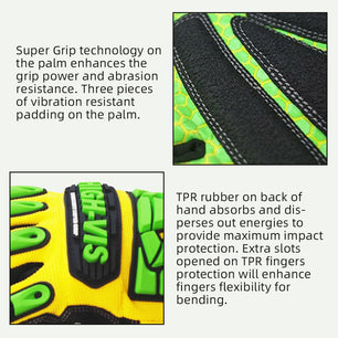 Seibertron HIGH-VIS SDXG2 Dexterity Super Grip GEL Oil & Gas Anti-Vibration Impact Protection Safety Gloves CE EN388 4131