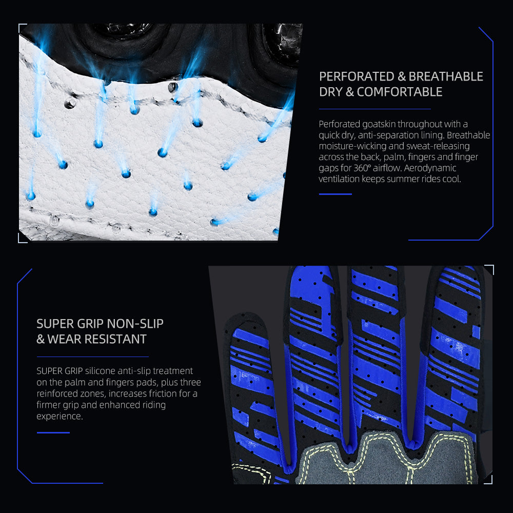 Seibertron SPS-7 Superior Protection Series Motorcycle Riding Gloves - Breathable Touchscreen Carbon Fiber Protection