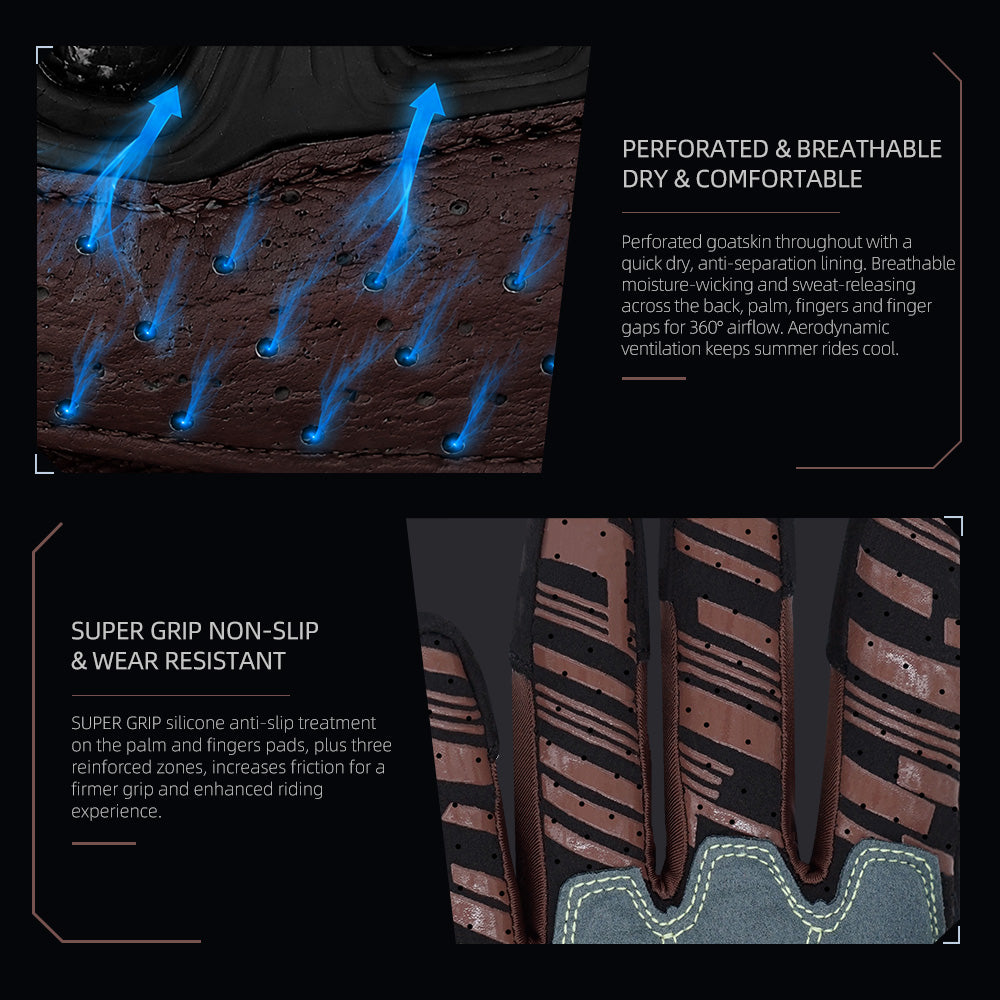Seibertron SPS-7 Superior Protection Series Motorcycle Riding Gloves - Breathable Touchscreen Carbon Fiber Protection