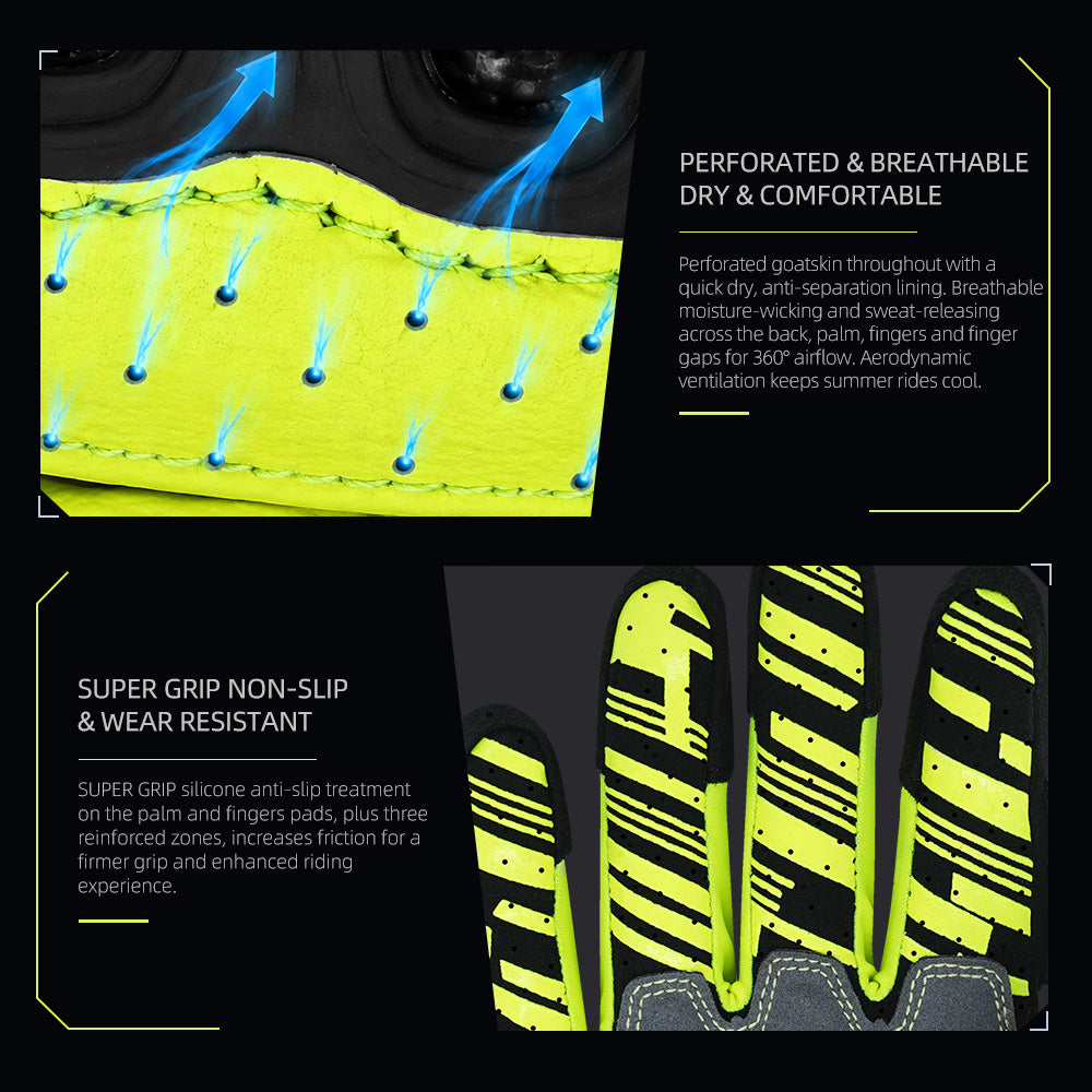 Seibertron SPS-7 Superior Protection Series Motorcycle Riding Gloves - Breathable Touchscreen Carbon Fiber Protection