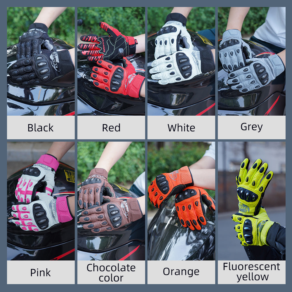 Seibertron SPS2 Summer Motorcycle Gloves – Genuine Leather, Breathable, Carbon Fiber, Abrasion-Resistant, Anti-Slip Design for Enhanced Comfort and Protection