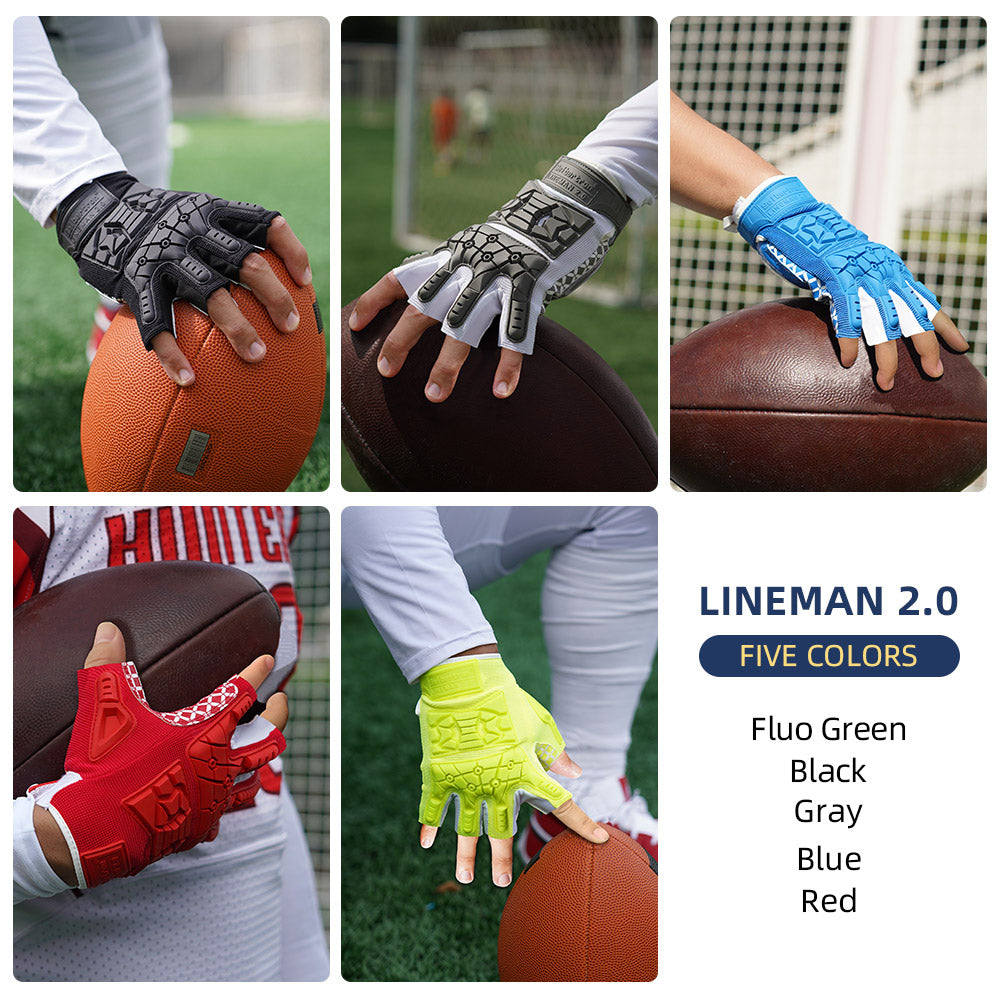 Seibertron Lineman 2.0 Padded Palm Football Receiver Gloves, Flexible TPR Impact Protection Back of Hand Glove Adult and Youth Sizes