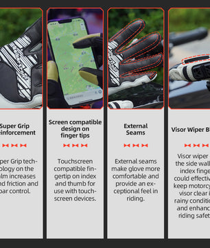 Seibertron SPS-10 Youth Motorcycle Riding Gloves – Breathable, Durable, Anti-Slip, Touchscreen Leather Gloves for Spring, Summer, and Fall