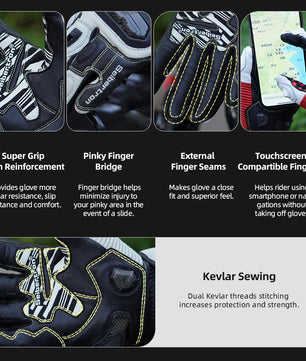 Seibertron Adult SPS-6 All-Season Leather Motorcycle Gloves with Carbon Fiber Protection, Breathable Design, and Anti-Slip Grip – Perfect for Road Racing, Track Riding, and Long-Distance Touring