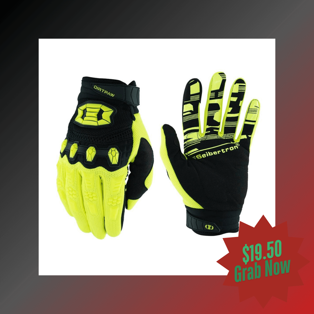 Seibertron Dirtpaw Full Finger Gloves for BMX, MX, ATV, MTB, and Motocross – Touch Recognition Off-Road Racing Gloves