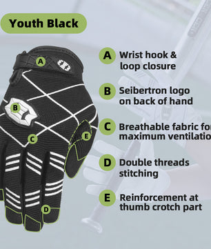 Seibertron Youth B-A-R PRO 2.0 Signature Baseball/Softball Batting Gloves Super Grip Finger