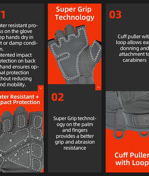 Seibertron Men Or Women XXS to XXL Fingerless/Half Finger S.O.L.A.G 2.0 Sports Outdoor Tactical Gloves