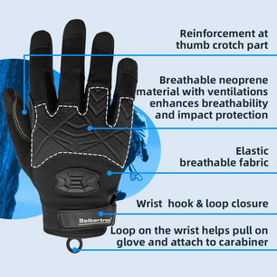 Seibertron Full Finger Padded Palm Lightweight Breathable Climbing Rope Gloves for Climbers, Rock Climbing, Rescue, Adventure, Sailing, Kayaking, Outdoor Sports, Climbing Gloves