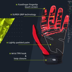 Seibertron Youth Dirtpaw Unisex BMX MX ATV MTB Racing Mountain Bike Bicycle Cycling Off-Road/Dirt Bike Gloves Road Racing Motorcycle Motocross Sports Gloves Touch Recognition Full Finger Glove