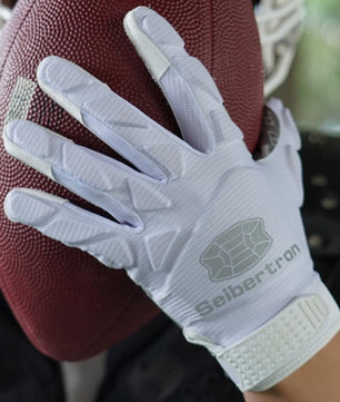 Seibertron H.P.I.R.G Touchscreen Lineman and Football Receiver Gloves, Flexible Breathable Impact Protection Back of Hand Glove Adult and Youth Sizes