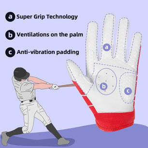 Seibertron Youth B-A-R PRO 2.0 Signature Baseball/Softball Batting Gloves Super Grip Finger