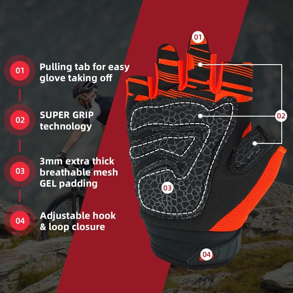 Seibertron Adult Dirtclaw Anti-Slip Fingerless Gloves: Perfect for Off-Road, BMX, and Motocross Adventures