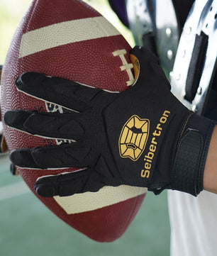 Seibertron H.P.I.R.G Touchscreen Lineman and Football Receiver Gloves, Flexible Breathable Impact Protection Back of Hand Glove Adult and Youth Sizes