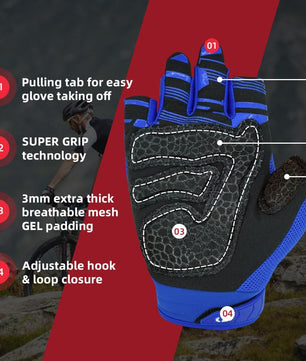 Seibertron Dirtclaw Adult BMX MX ATV MTB Road Racing Mountain Bike Bicycle Cycling Off-Road/Dirt Bike Gel Padded Anti - Slip Palm Fingerless Gloves Motorcycle Motocross Sports Gloves