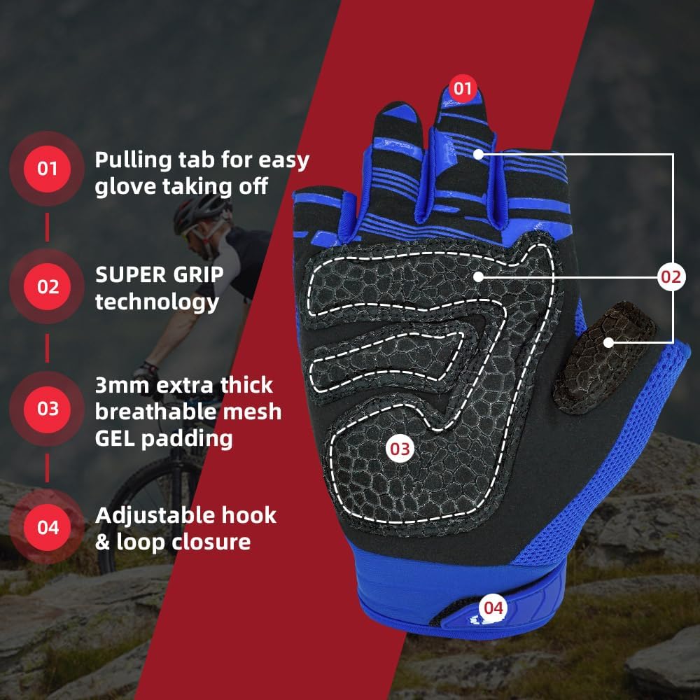 Seibertron Adult Dirtclaw Anti-Slip Fingerless Gloves: Perfect for Off-Road, BMX, and Motocross Adventures