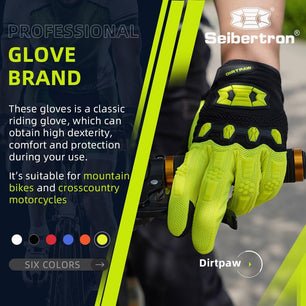 Seibertron Adult Dirtpaw Unisex BMX MX ATV MTB Racing Mountain Bike Bicycle Cycling Off-Road/Dirt Bike Gloves Road Racing Motorcycle Motocross Sports Gloves Touch Recognition Full Finger Glove