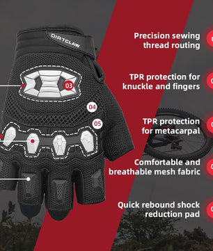 Seibertron Dirtclaw Adult BMX MX ATV MTB Road Racing Mountain Bike Bicycle Cycling Off-Road/Dirt Bike Gel Padded Anti - Slip Palm Fingerless Gloves Motorcycle Motocross Sports Gloves