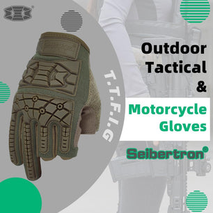 Seibertron T.T.F.I.G 2.0 Men's Tactical Military Gloves with Flexible Rubber Knuckles for Combat, Hunting, Airsoft, Paintball, Motorcycle Riding & Outdoor Activities