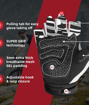 Seibertron Dirtclaw Adult BMX MX ATV MTB Road Racing Mountain Bike Bicycle Cycling Off-Road/Dirt Bike Gel Padded Anti - Slip Palm Fingerless Gloves Motorcycle Motocross Sports Gloves