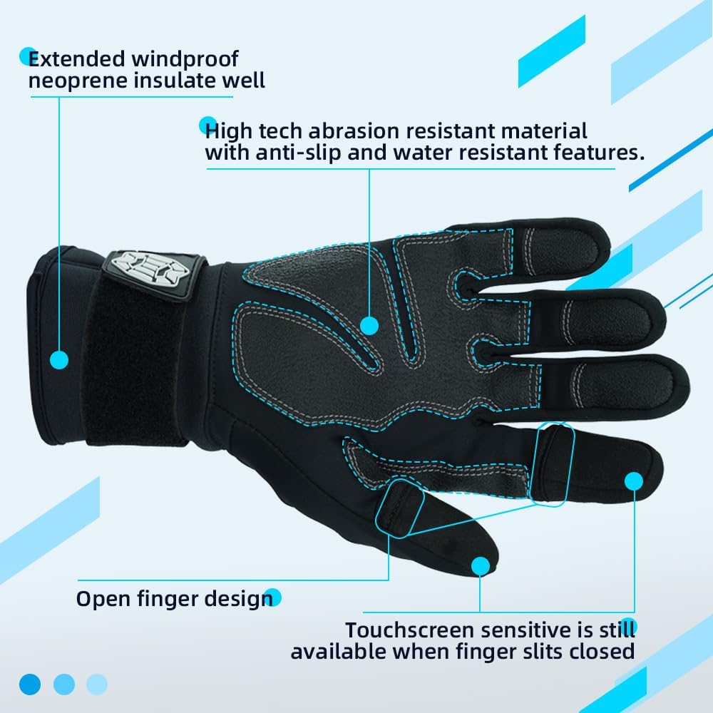 Seibertron W.G.F.G 2.0 Water Resistant Winter Fishing Gloves with Magnetic Finger Flap and Touch Screen for Men and Women – Ideal as Ice Fishing, Photography or Hunting Gloves