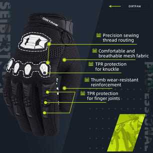 Seibertron Adult Dirtpaw Unisex BMX MX ATV MTB Racing Mountain Bike Bicycle Cycling Off-Road/Dirt Bike Gloves Road Racing Motorcycle Motocross Sports Gloves Touch Recognition Full Finger Glove