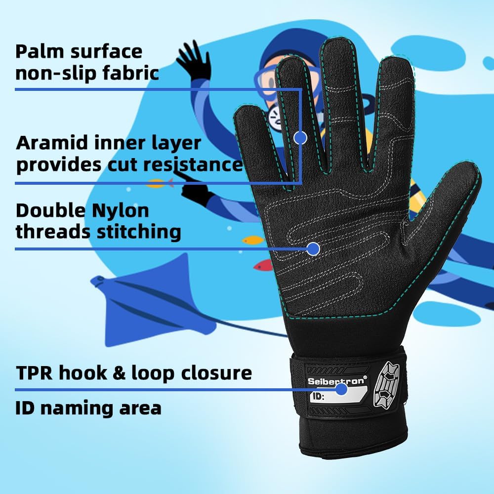 Seibertron Patented C.R.D.G 1.0 / C.R.D.G  2.0 Aramid Anti-Cut Puncture Resistant Diving Gloves