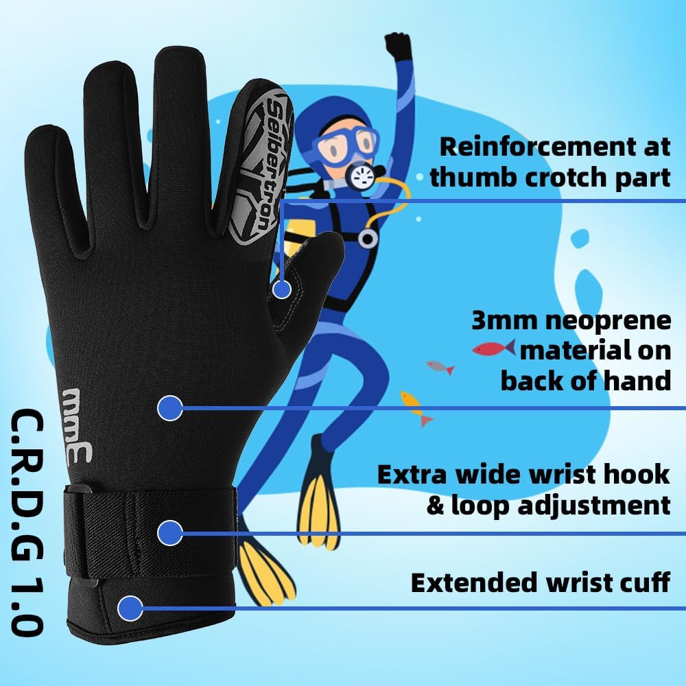 Seibertron Patented C.R.D.G 1.0 / C.R.D.G  2.0 Aramid Anti-Cut Puncture Resistant Diving Gloves