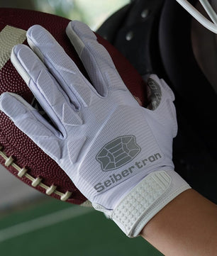 Seibertron H.P.I.R.G Touchscreen Lineman and Football Receiver Gloves, Flexible Breathable Impact Protection Back of Hand Glove Adult and Youth Sizes