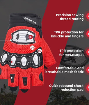 Seibertron Dirtclaw Adult BMX MX ATV MTB Road Racing Mountain Bike Bicycle Cycling Off-Road/Dirt Bike Gel Padded Anti - Slip Palm Fingerless Gloves Motorcycle Motocross Sports Gloves