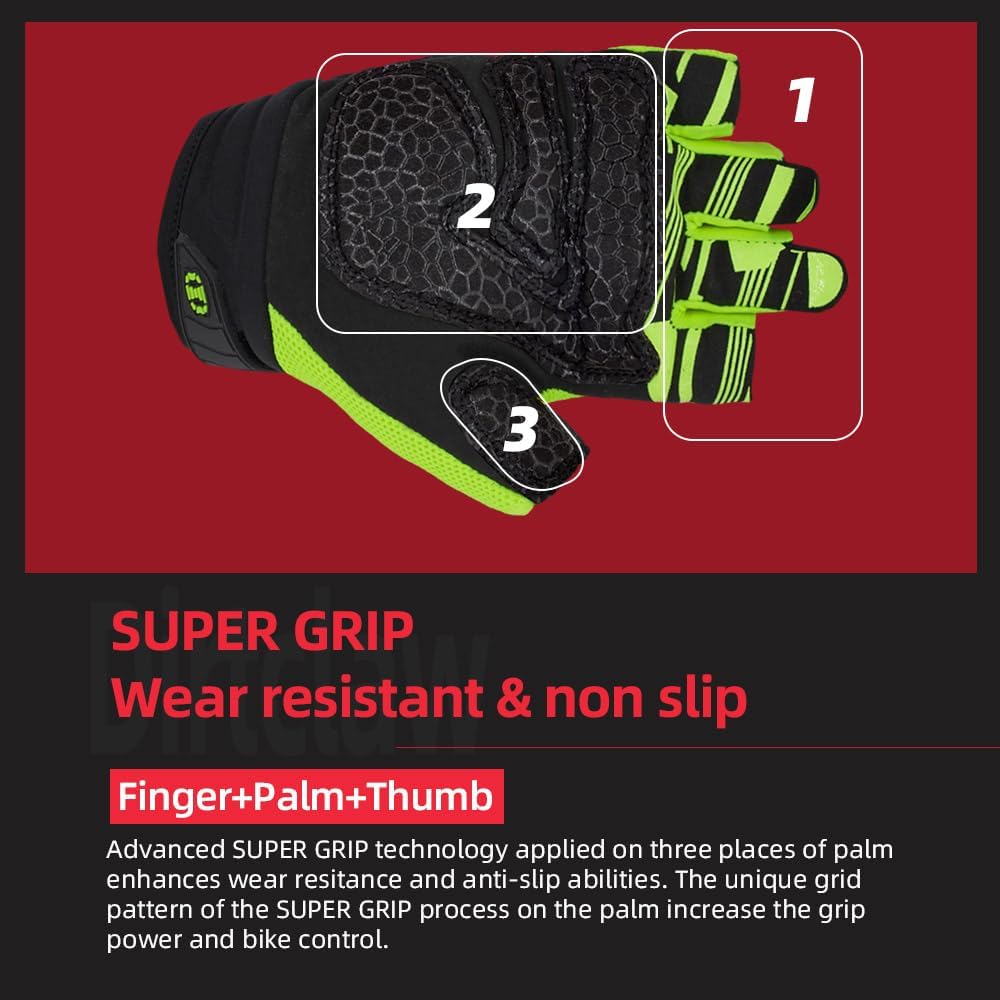 Seibertron Adult Dirtclaw Anti-Slip Fingerless Gloves: Perfect for Off-Road, BMX, and Motocross Adventures