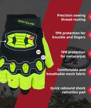 Seibertron Dirtclaw Adult BMX MX ATV MTB Road Racing Mountain Bike Bicycle Cycling Off-Road/Dirt Bike Gel Padded Anti - Slip Palm Fingerless Gloves Motorcycle Motocross Sports Gloves