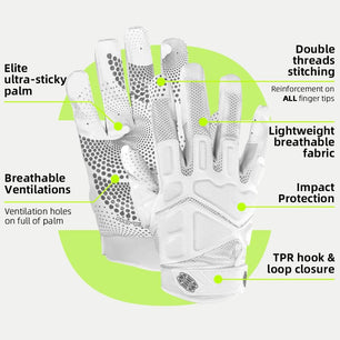 Seibertron G.A.R.G 2.0 Gel-Filled Anti-Impact Ultra-Stick Football Receiver Gloves – Patented Technology for Maximum Grip & Protection